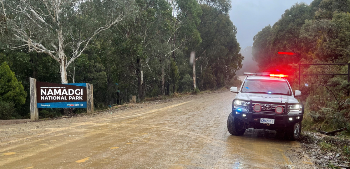 Police car on side of rural road