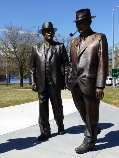 The Chifley-Curtin sculpture.