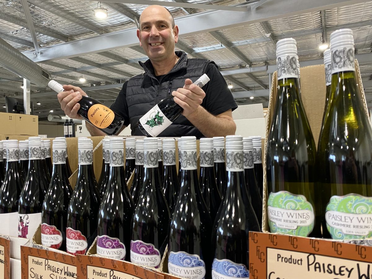 Matt Farrah with wine