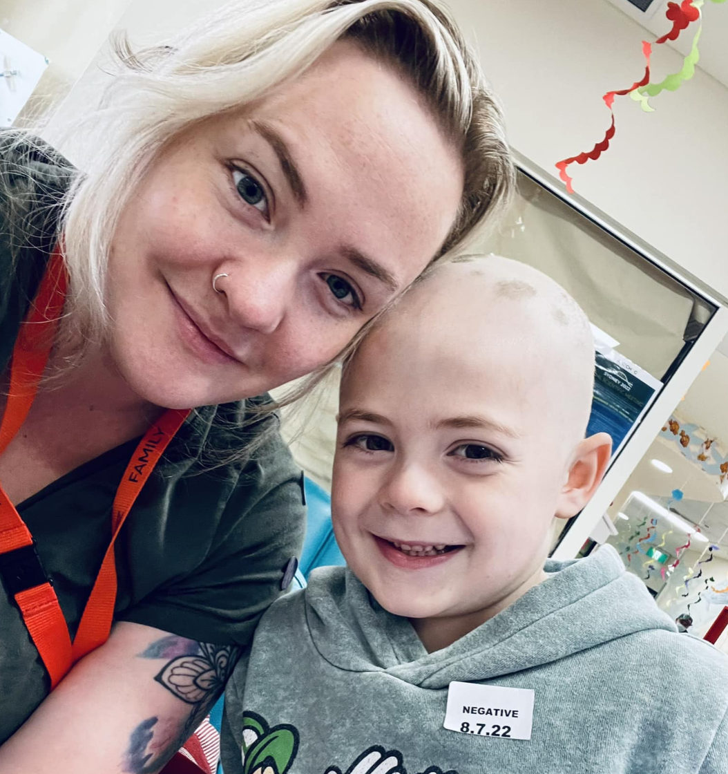 mum and son in hospital 