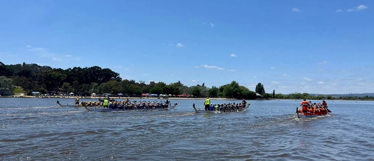 Dragon boat racing on Lake Burley Griffin. Photo: Supplied.