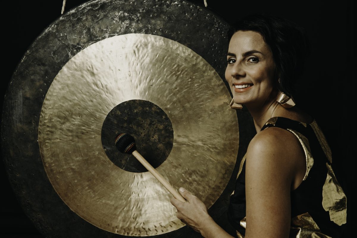 woman with gong