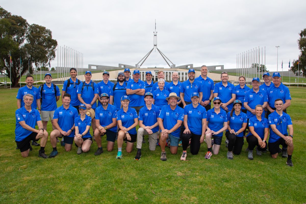 group of walkers outside parliament house