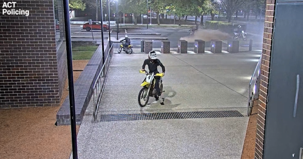 WATCH: Trail bike riders filmed causing chaos outside police station