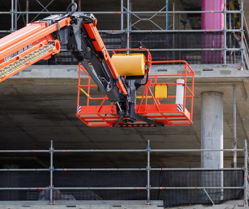 scissor lift at building construction.