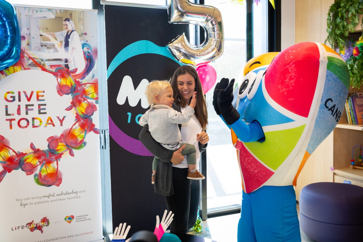 Elise Little with her 'miracle' 17-month-old Marcel at Canberra Hospital Foundation's Give Me Five launch.