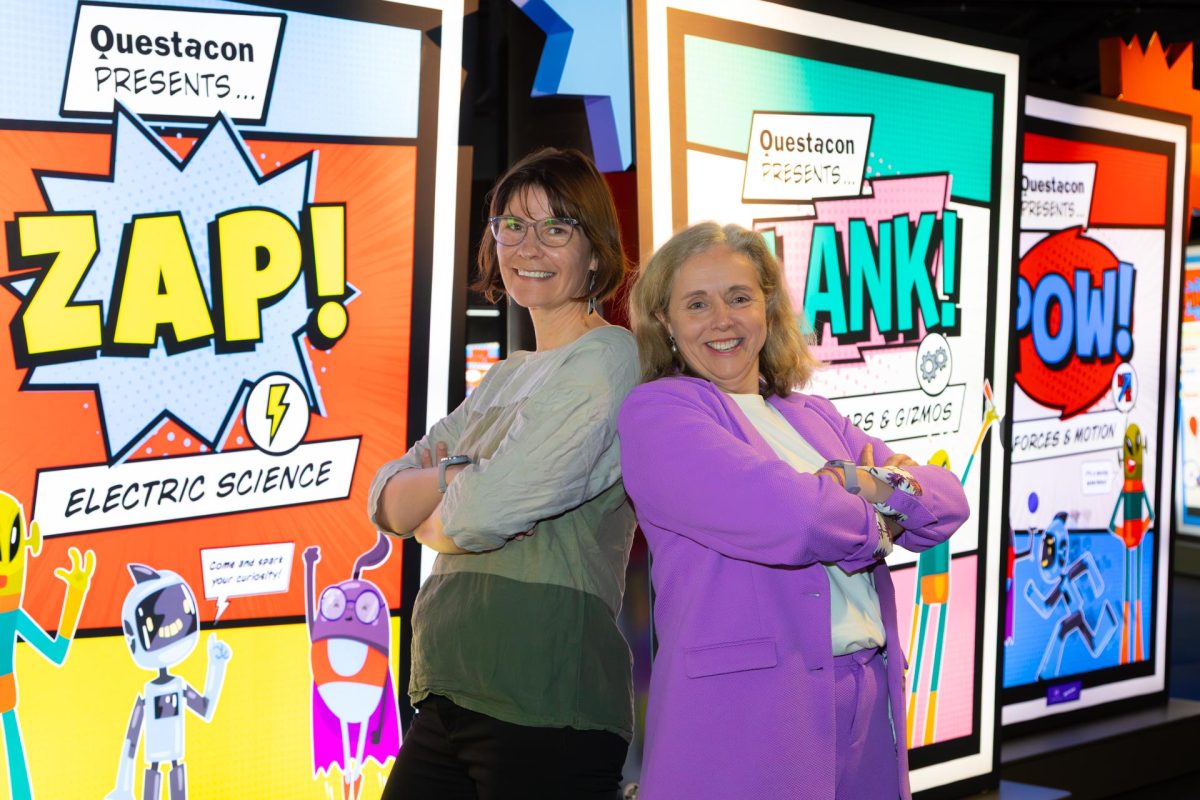 Two women posing for the camera