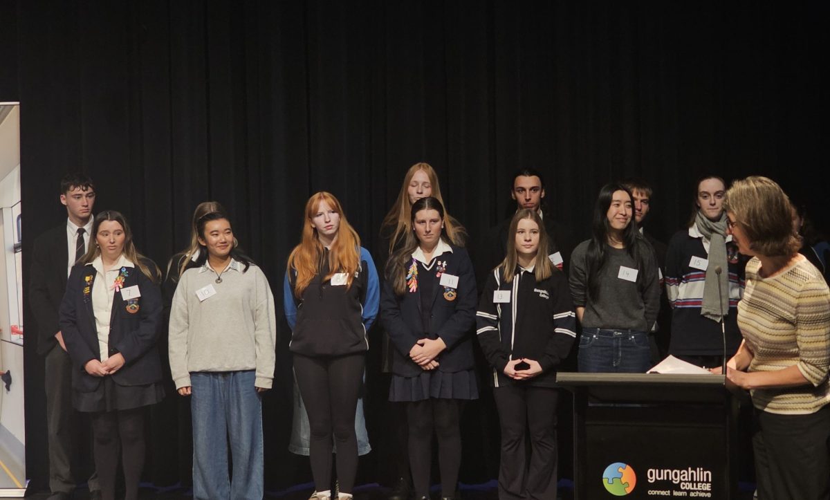 The winners of the voice of the light rail are read out at Gunghalin college