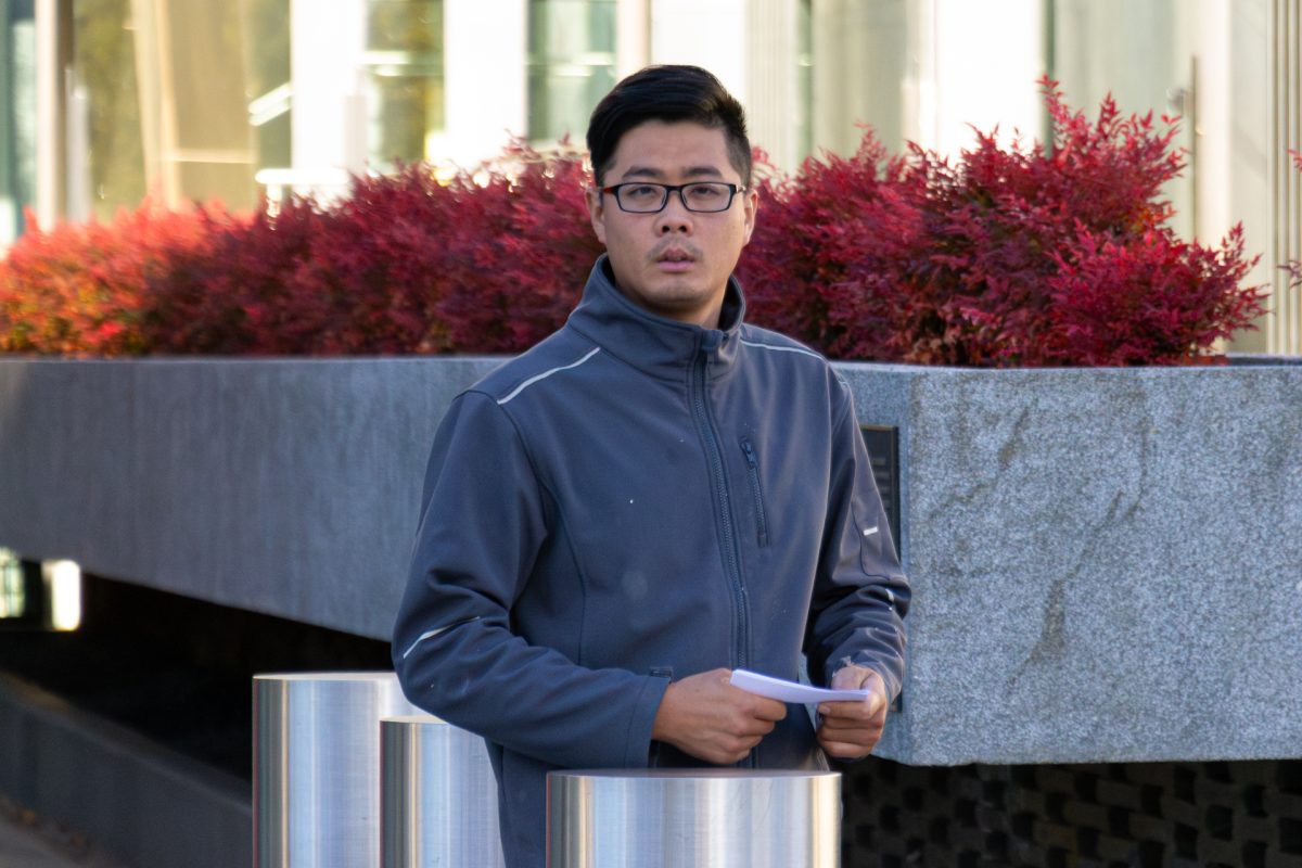 man outside court