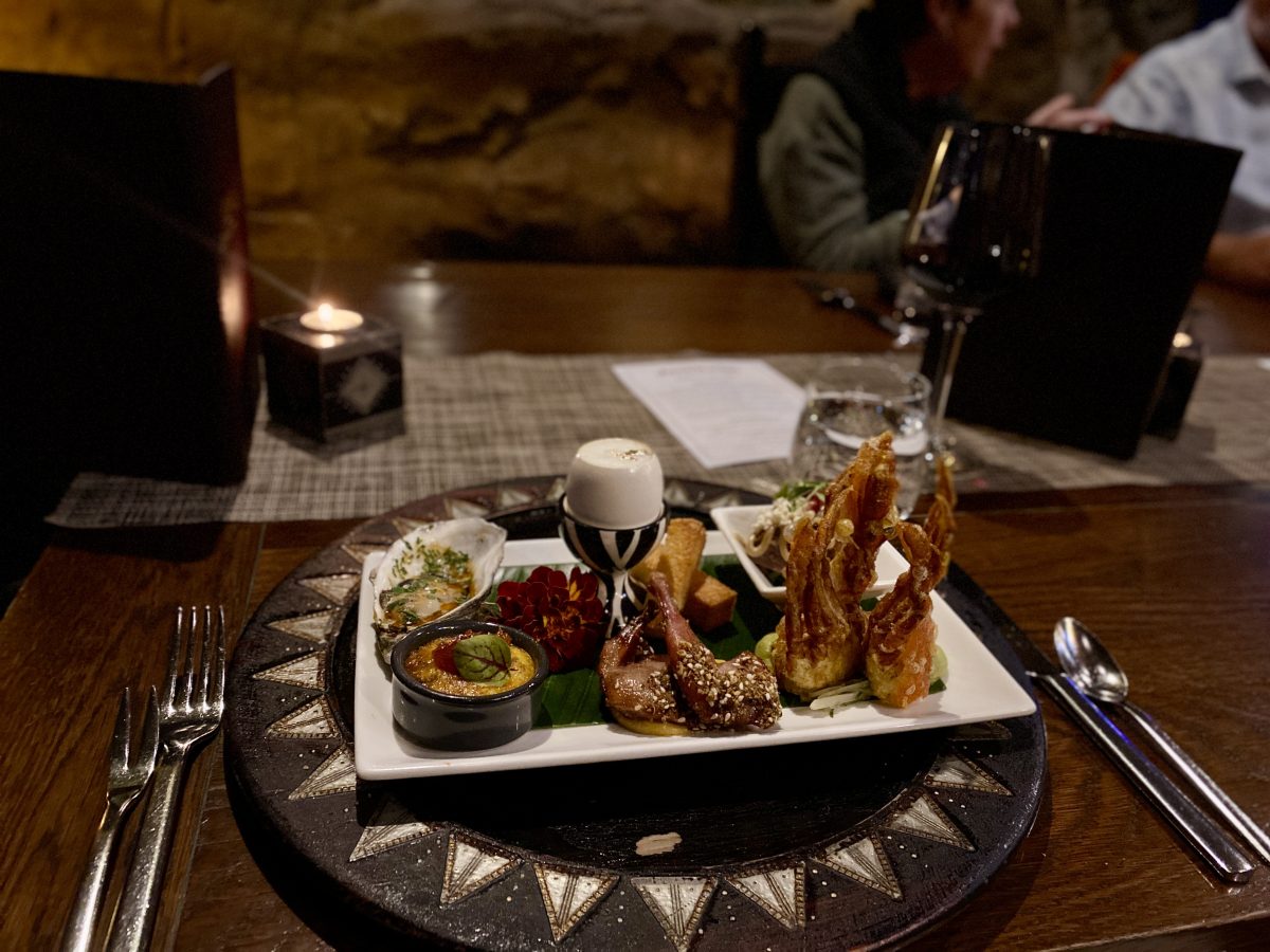 A plate with many different canapes.