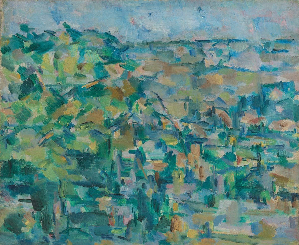 Landscape painting greens and browns
