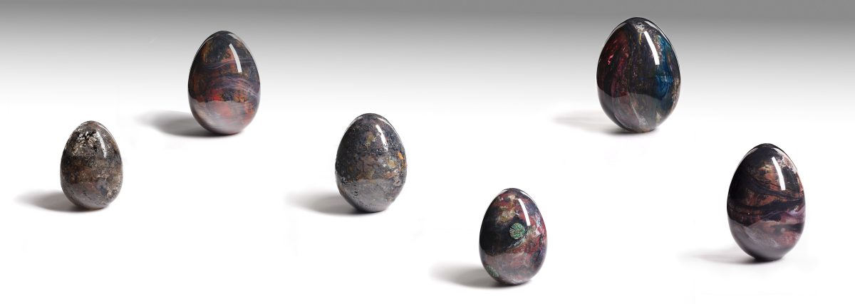 glass-blown Rainbow Serpent eggs