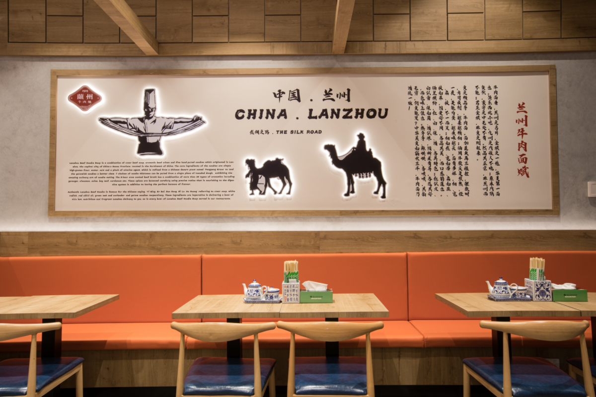 Tables in a restaurant.