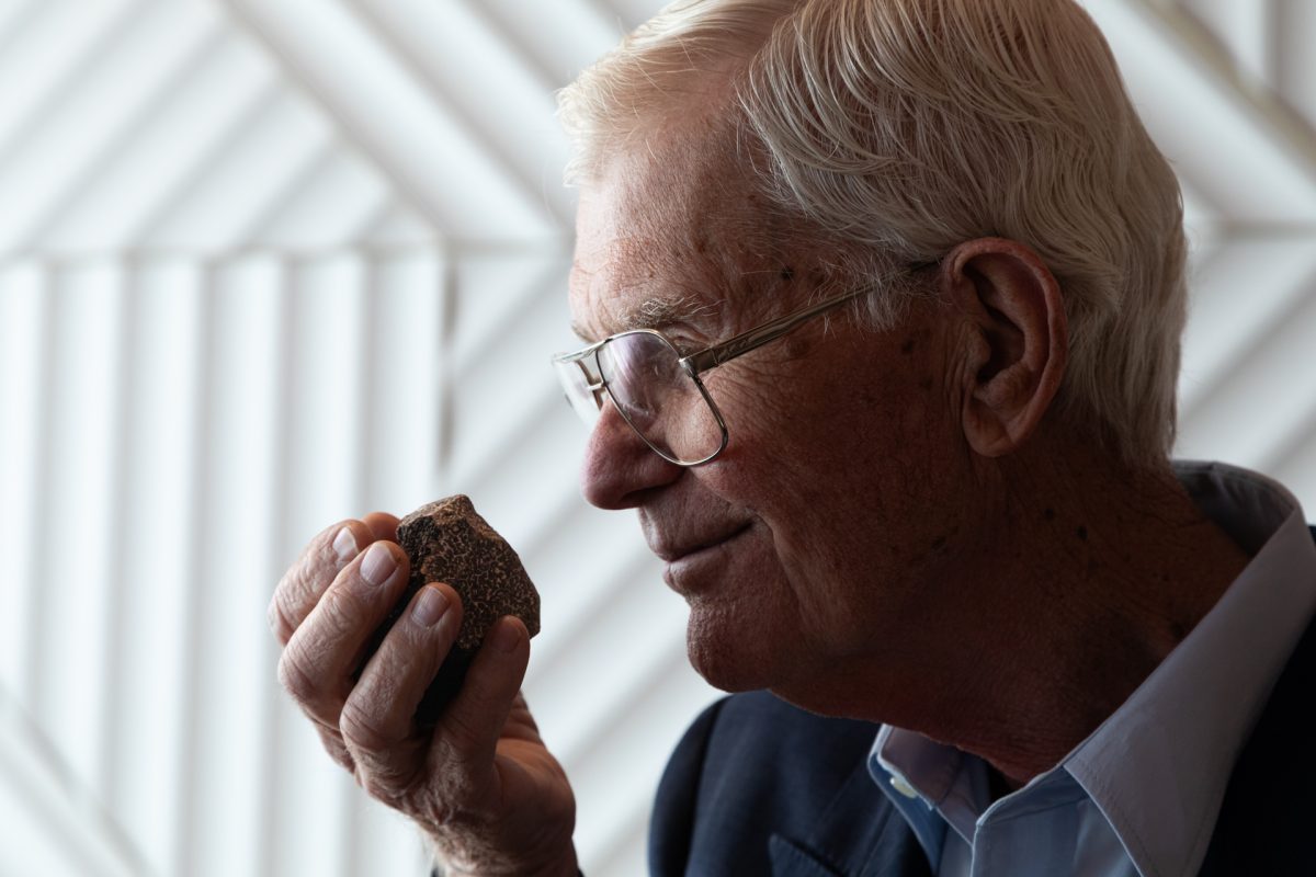 Man smelling a truffle