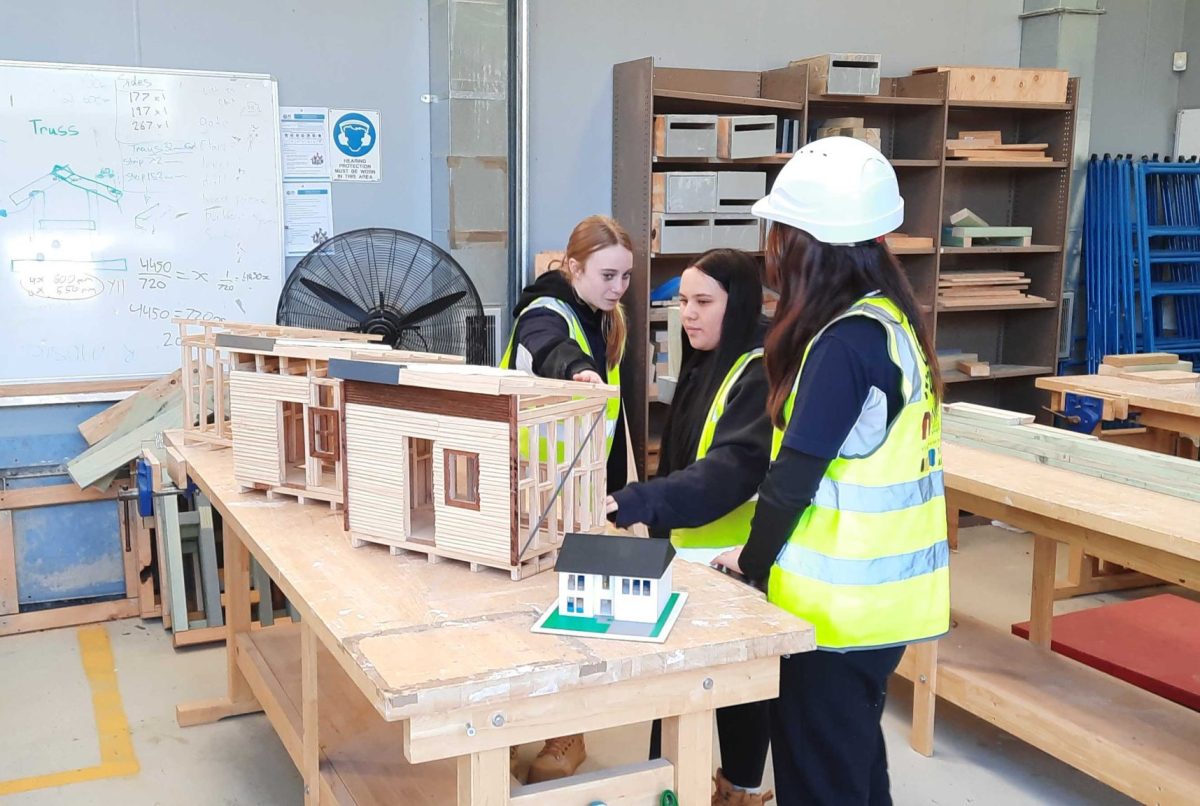 Girls in class at Melba Copland's Women in Construction – Try-a-Trade program.