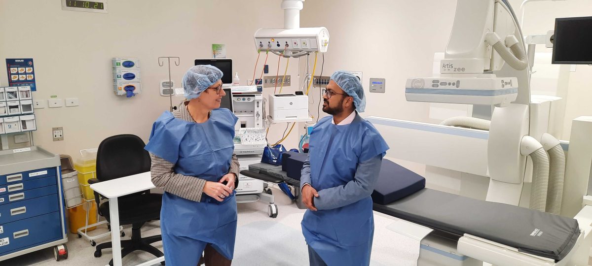 a woman and a man in a new hospital theatre
