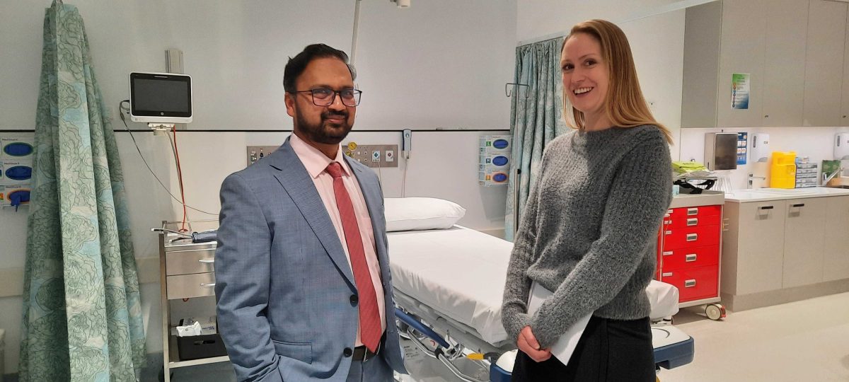 a man and a woman in a hospital suite