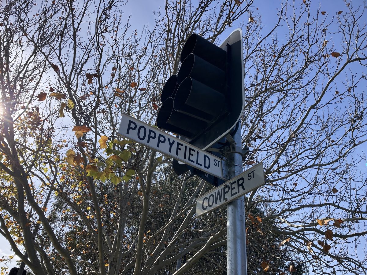 Poppyfield Street sign in Dickson
