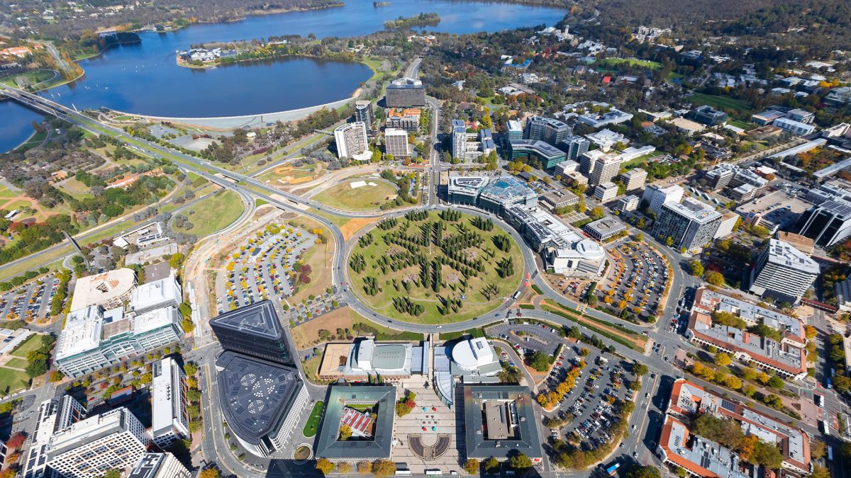 Aerial shot of City Hill and surrounds