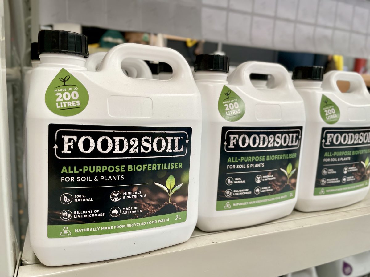 2 litre containers of Food2Soil biofertiliser.
