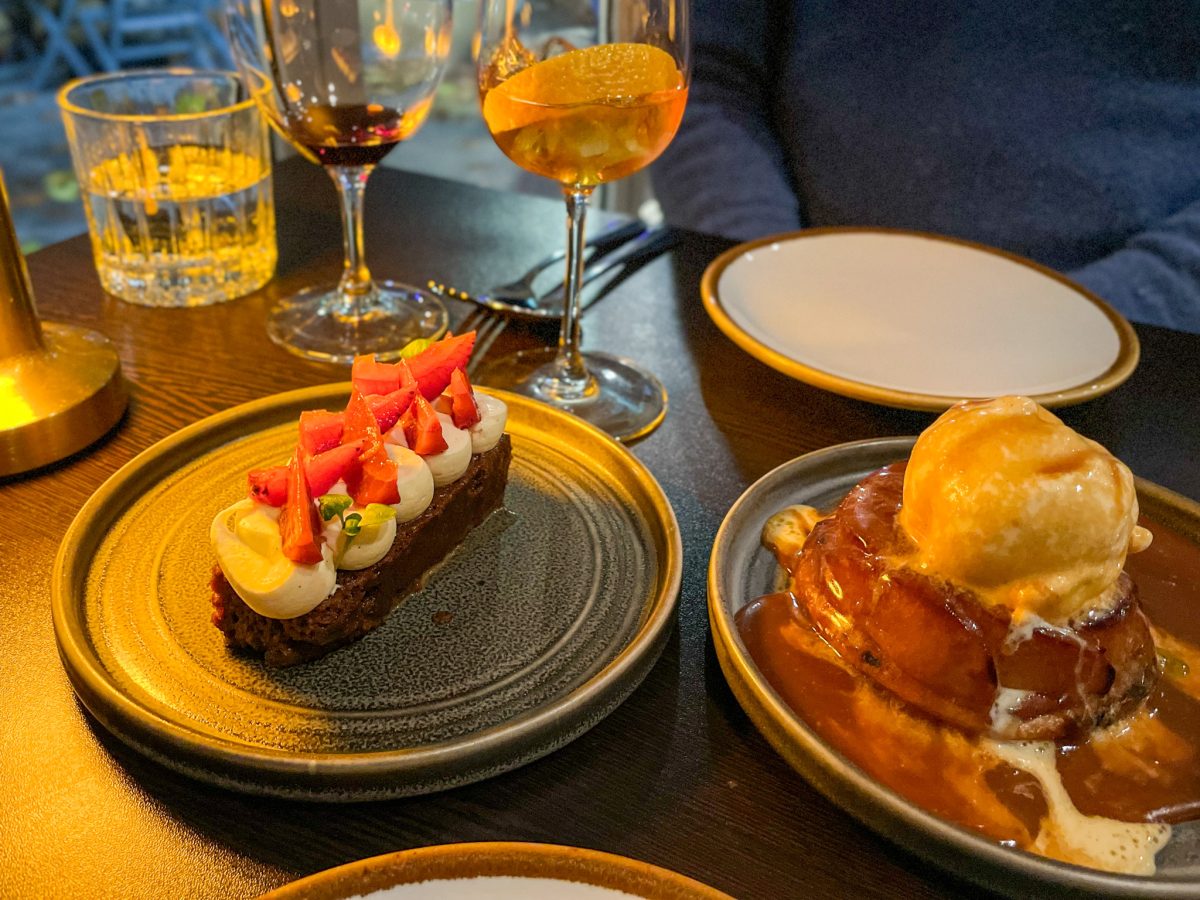 Two desserts on a table. 