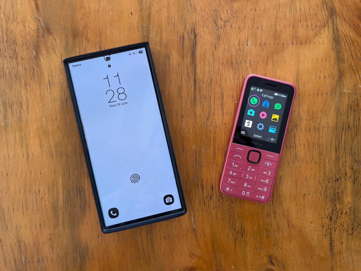 two phones on a table