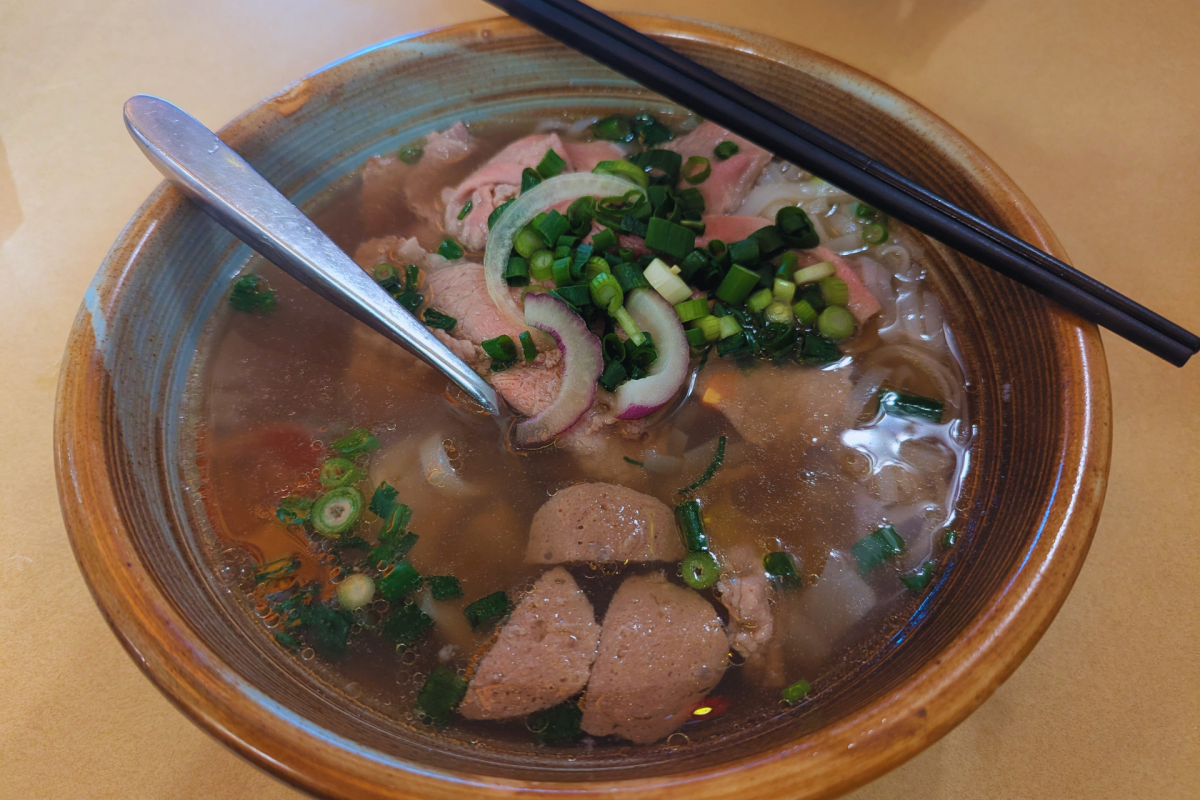 Bowl of beef noodle soup.