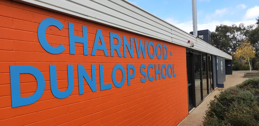 Charnwood-Dunlop school sign
