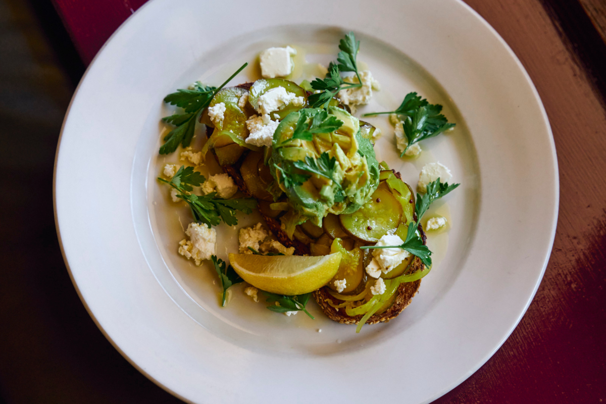 A plate of food.