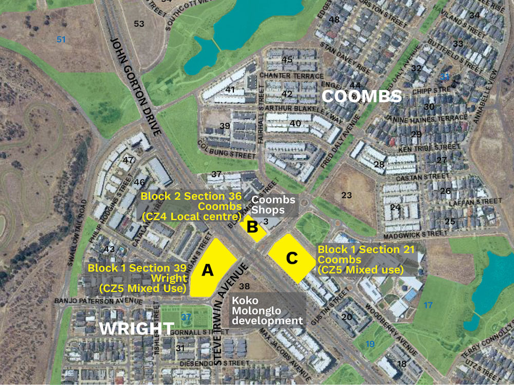 Plans for the three sites in Coombs and Wright that will be re-released.