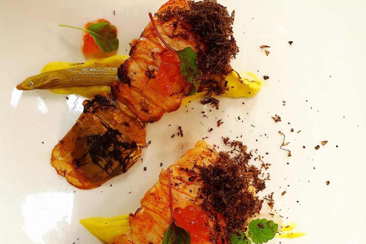 A plate of Moreton bay bugs with truffles.