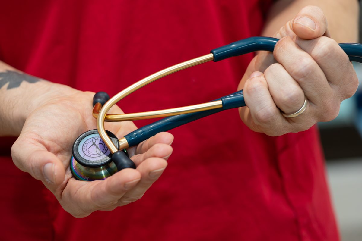 Nurse holding stethoscope