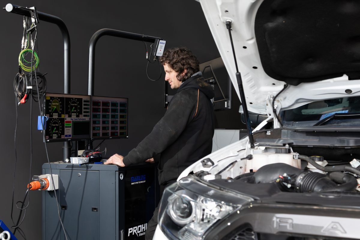 Mechanic at testing station