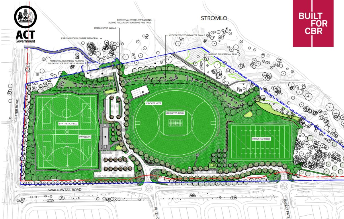 sketch of planned Stromlo District Playing Fields