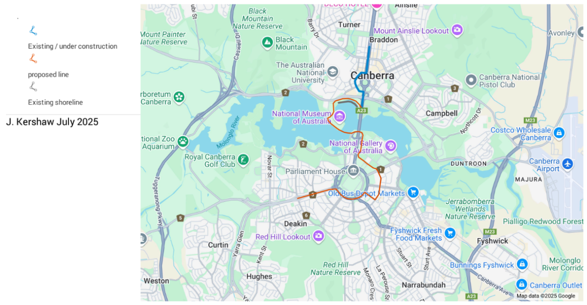 map of proposed alternative light rail stage 2B route