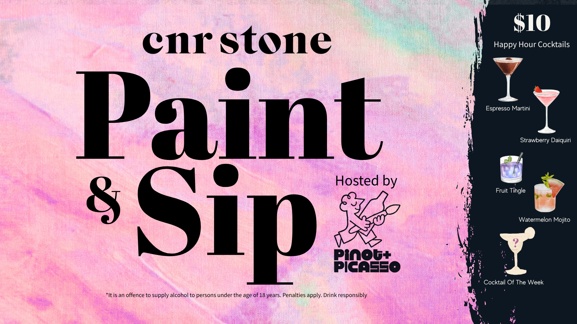 Paint & Sip at Cornerstone Pub event poster