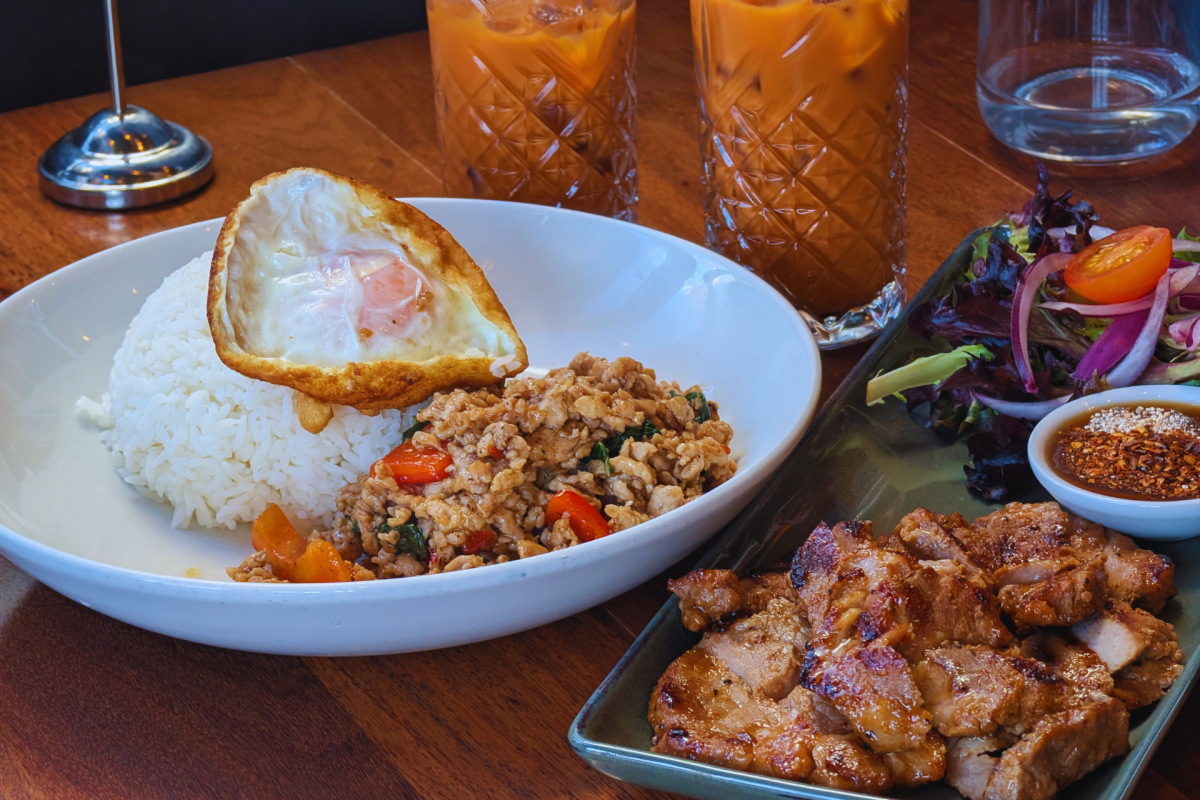 Two dishes at a Thai restaurant.