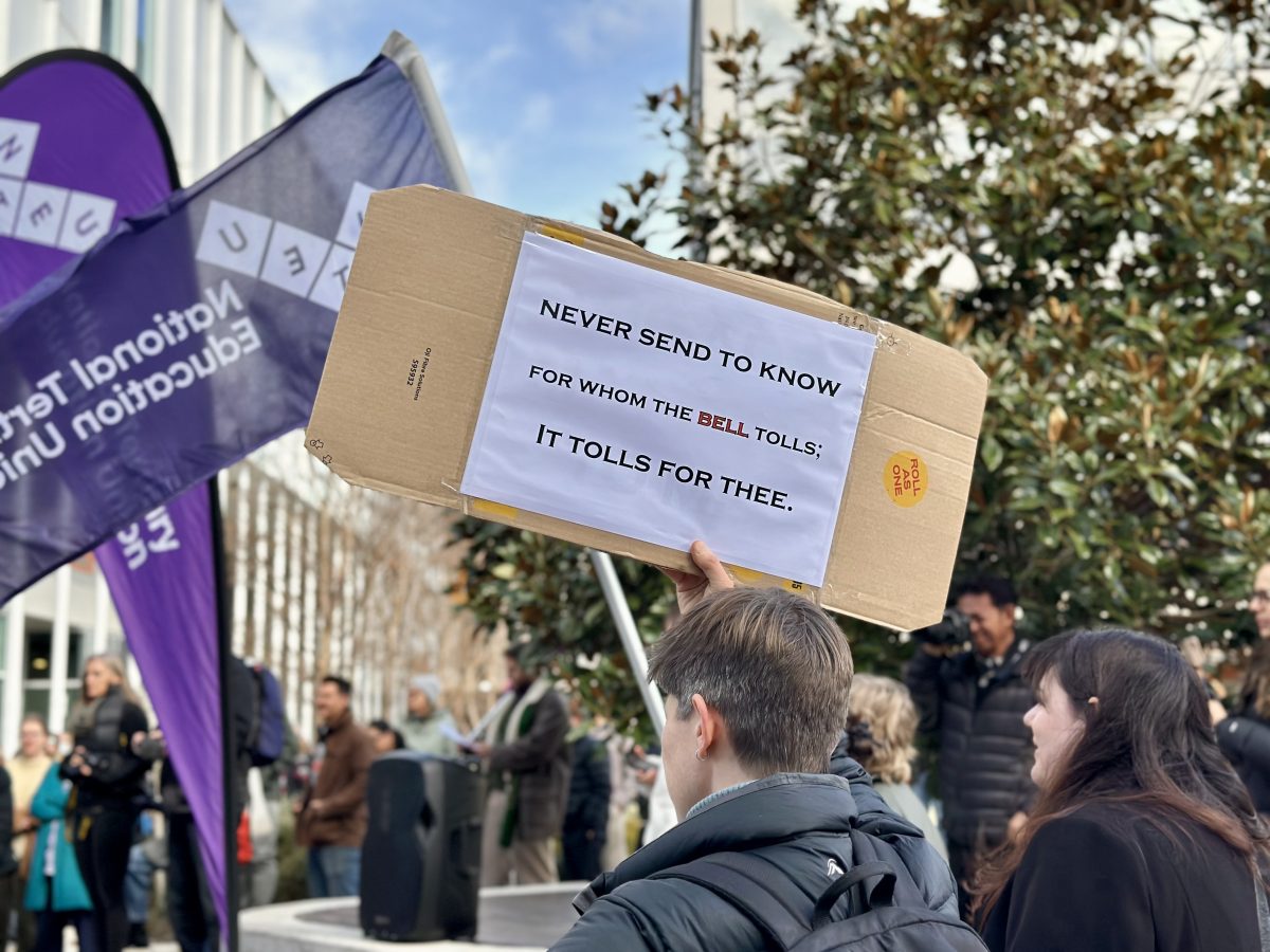 protest sign at the ANU