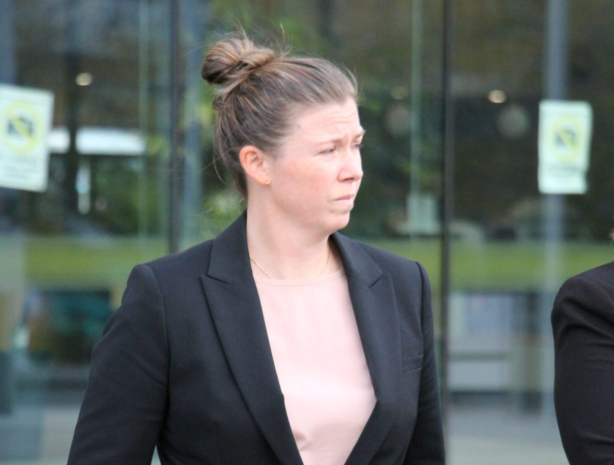 woman outside court