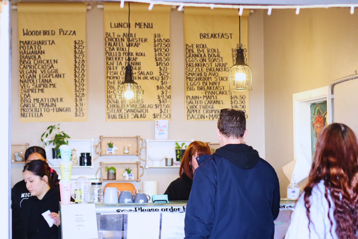 Customers lining up at Cafe.