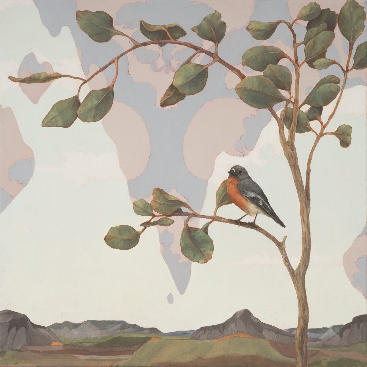 A red breasted bird on a branch