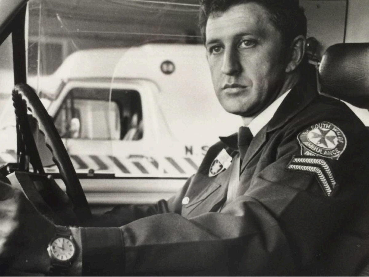 black and white photo of paramedic Alan Playford
