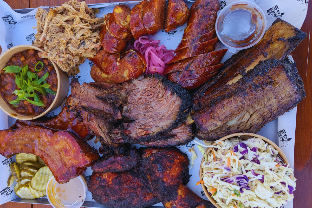 Platter of American BBQ.