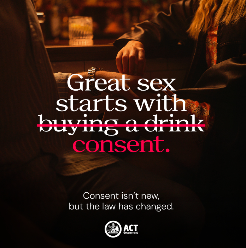 people sitting at a bar with slogan words overlaid