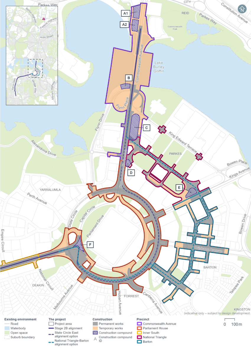 map of indicative construction compound locations for stage 2B