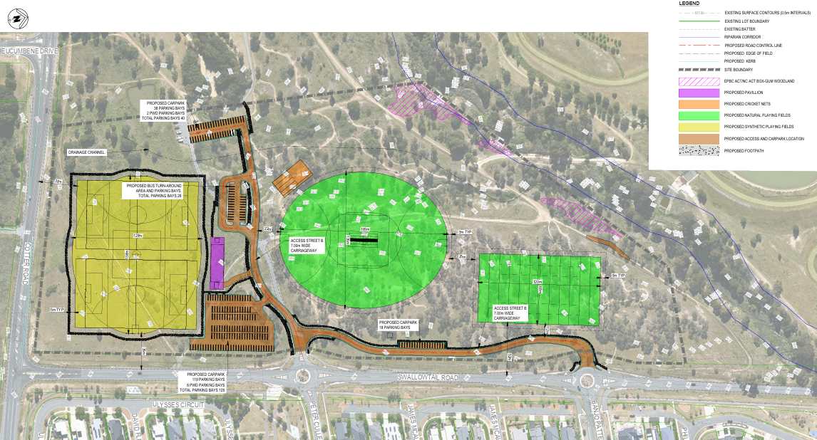 overlaid plan of Stromlo District Playing Fields