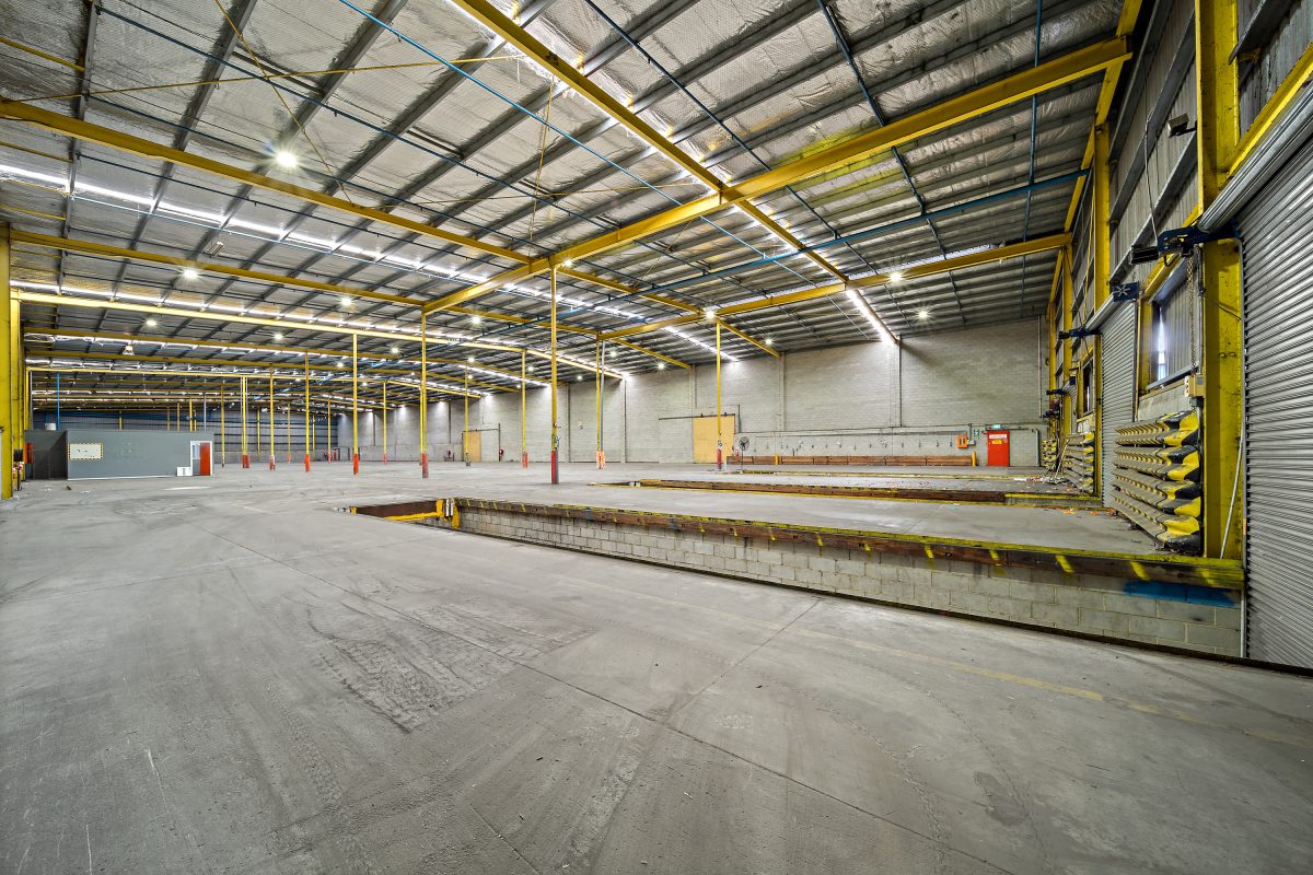 inside view of an empty warehouse