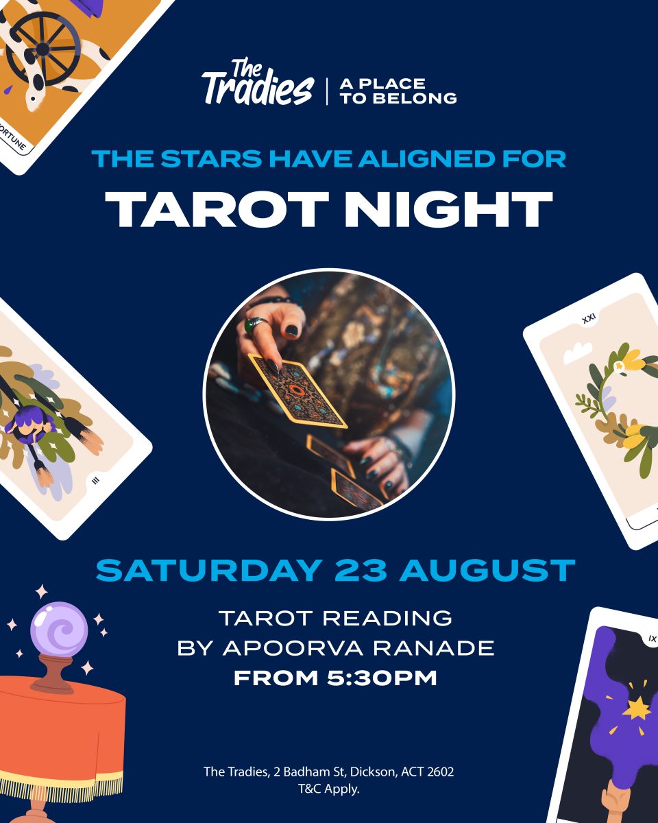 The Tradies Dickson Tarot Night. Saturday 23 August from 5:30pm