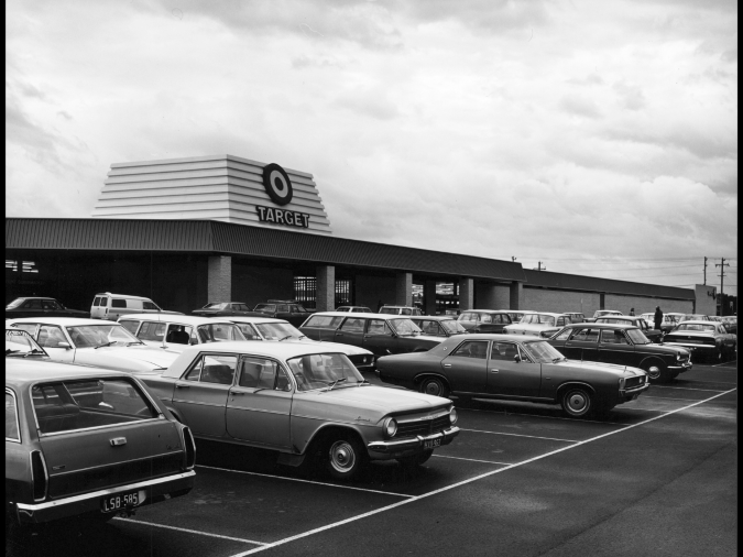Sepia photograph of a Target store