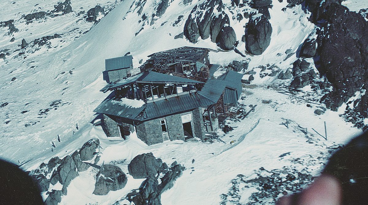 Ruins of a ski resort chairlift station